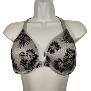Victorias Secret PINK Lightly Lined Lace Bra Women Size 34D Brown Black Floral